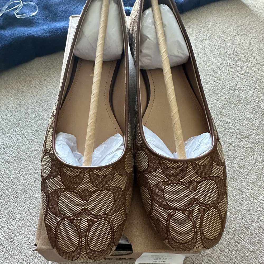 Coach Tan and Brown Signature Loafers